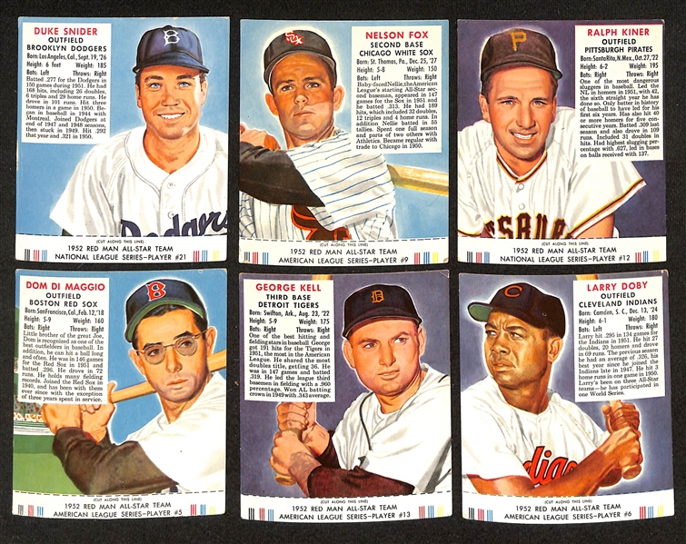 Lot of (23) Different 1952 Red Man Tobacco Cards with Tabs w. Duke Snider